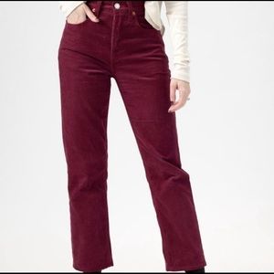 RE/DONE Corduroy Stovepipe Burgundy Pants